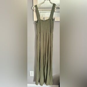 Olive Green Strapless Jumpsuit